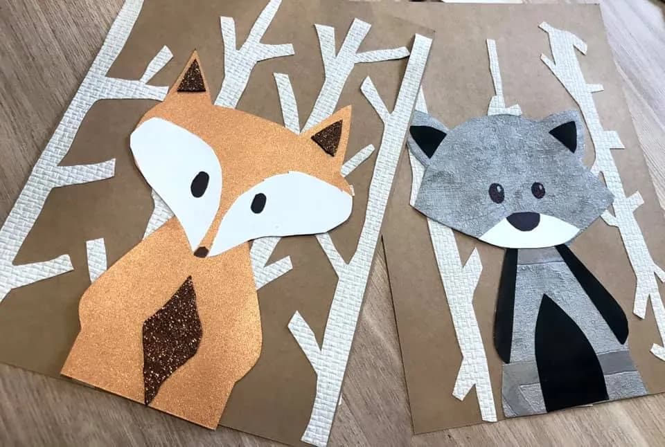 Obraz przedstawia urocze prace wykonane motywem woodland, przy użyciu jesiennych liści.